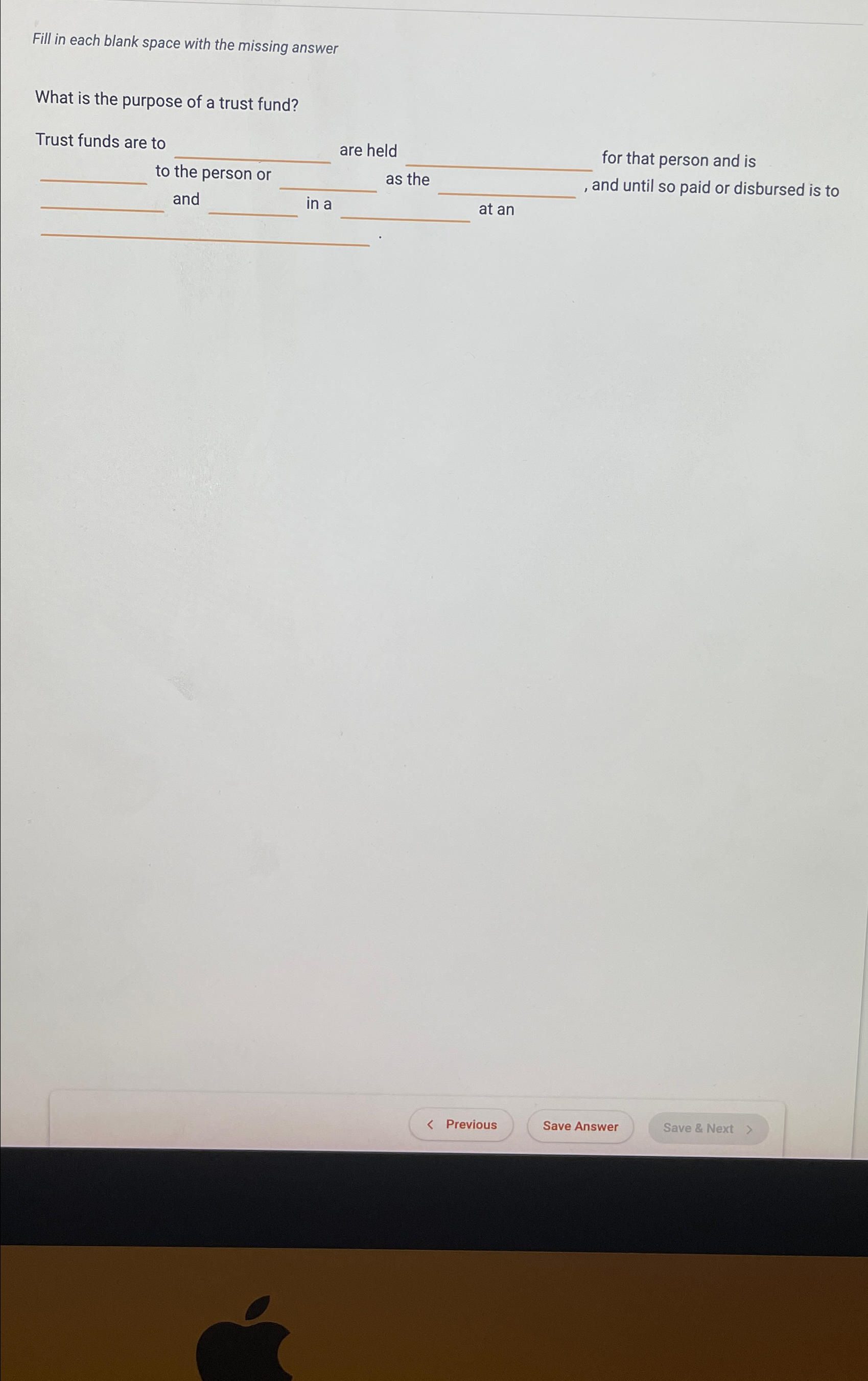  Fill in each blank space with the missing answer What is