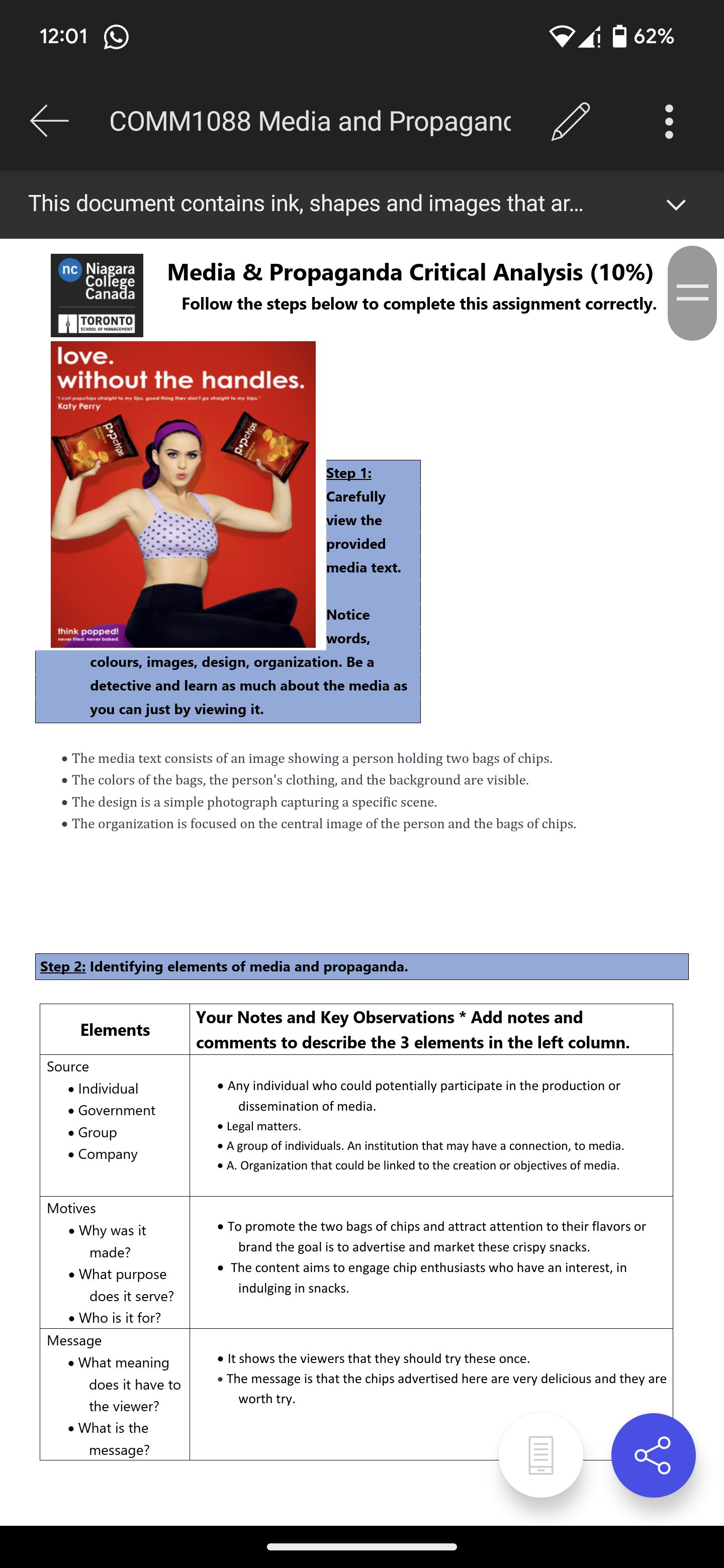 media text. Step 4: Write a paragraph between 250-300 words that explains