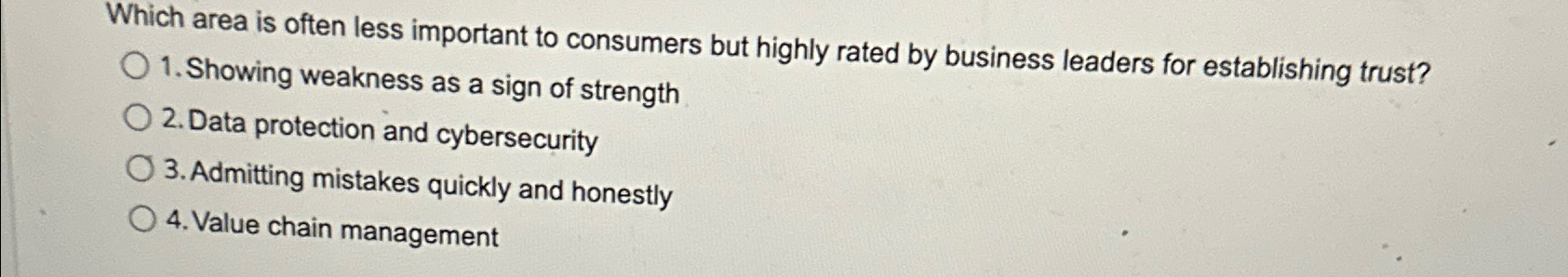  Which area is often less important to consumers but highly rated