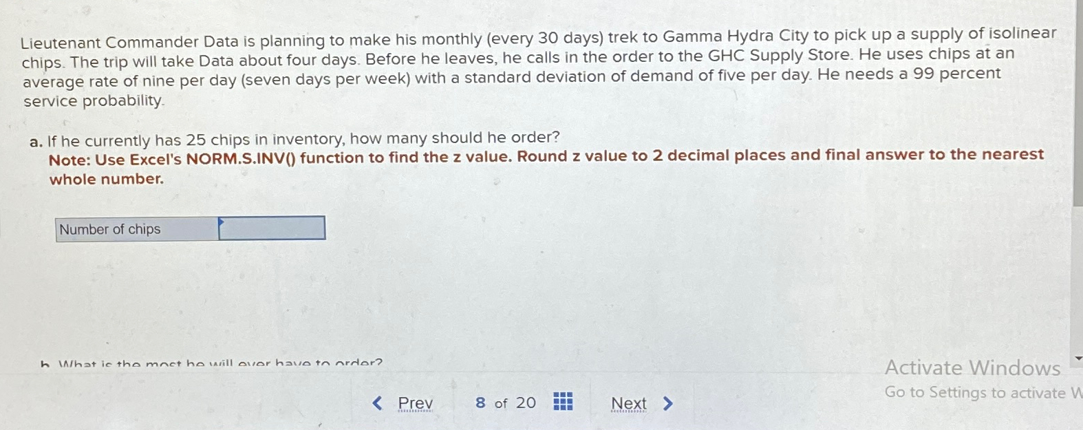  Lieutenant Commander Data is planning to make his monthly (every 30