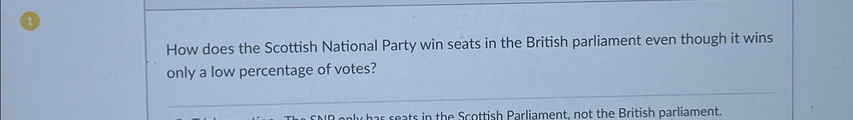  (1) How does the Scottish National Party win seats in the