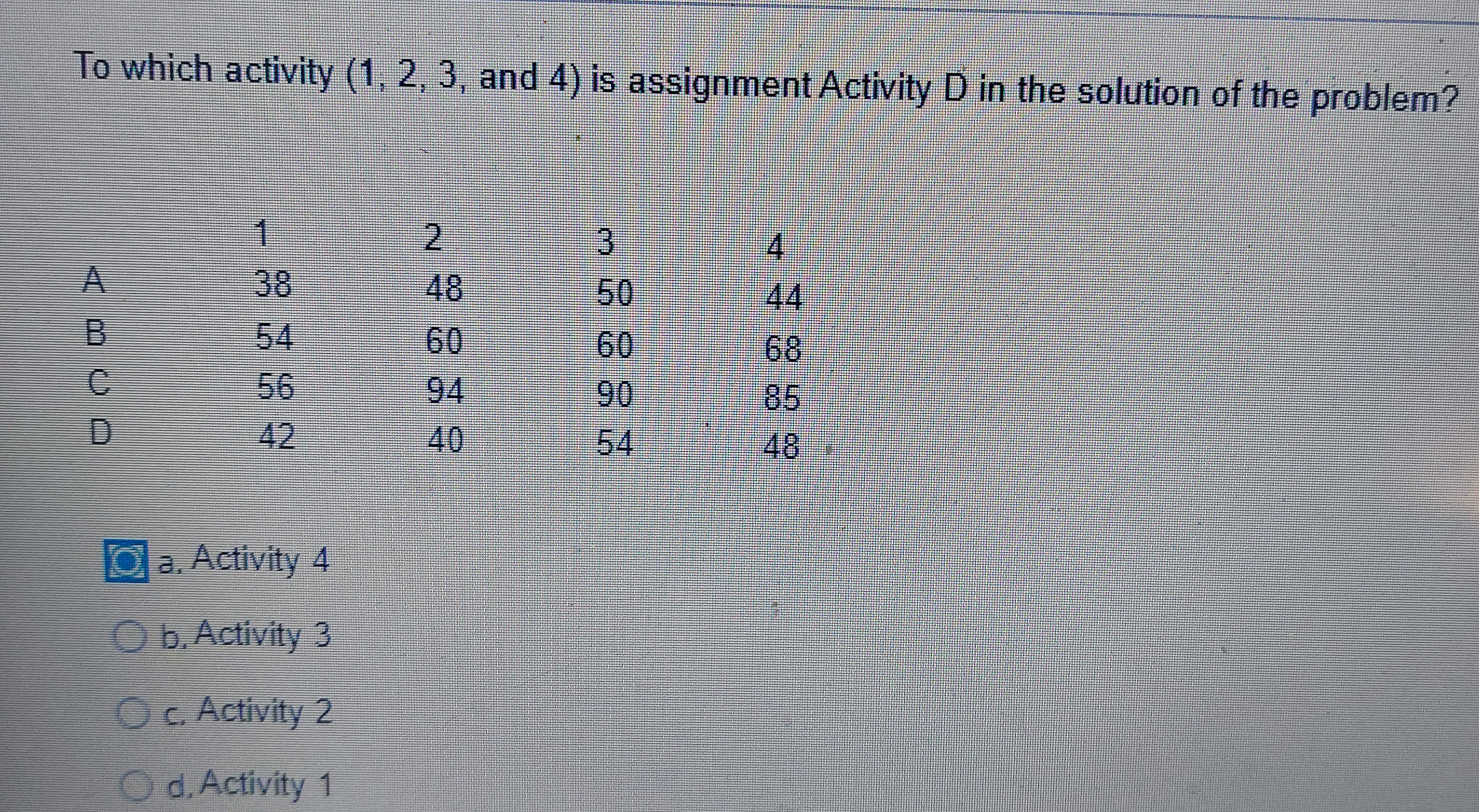  To which activity , and 4 