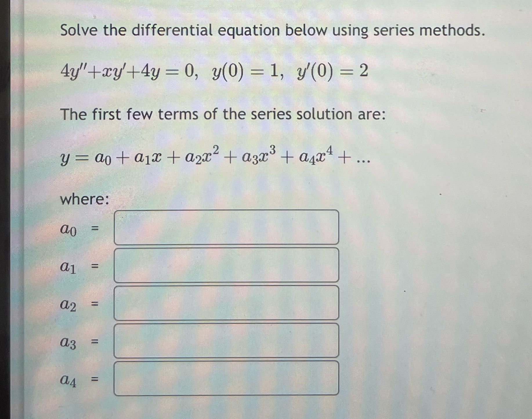 Please answer all good answers Solve the differential equation below using series