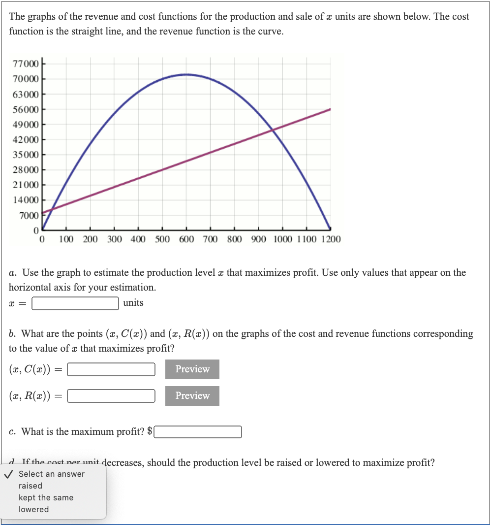 revenue and cost flmctions for the production and sale of 3: units