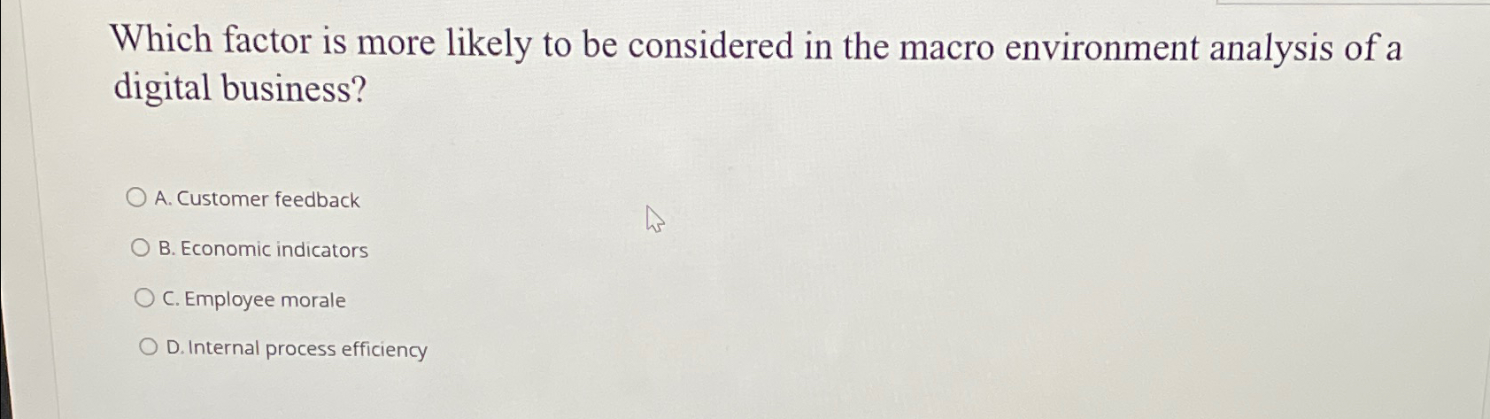  Which factor is more likely to be considered in the macro