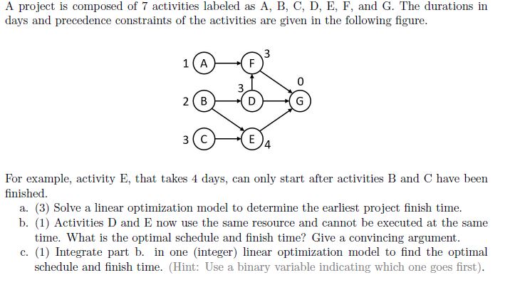  Solve the question on the picture with linear optimalization in Excel?A