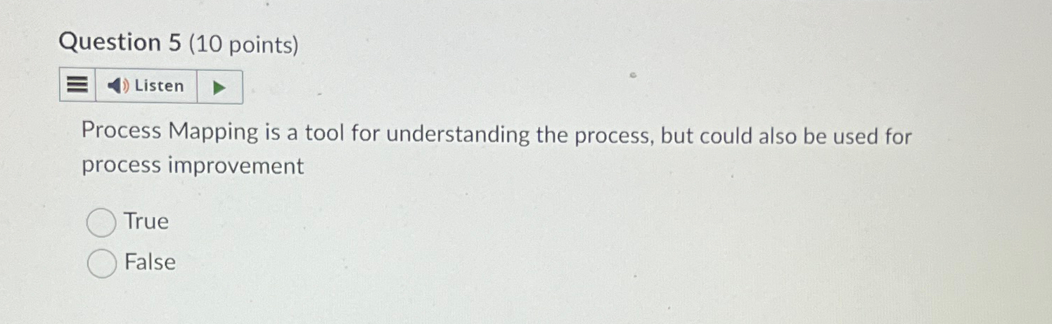  Question 5(10 points) Listen Process Mapping is a tool for understanding