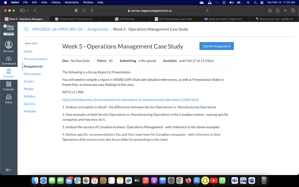  Week 5 - Operations Management Case Study Available until Feb 27