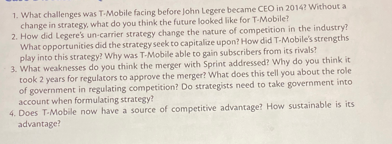  What challenges was T-Mobile facing before John Legere became CEO in