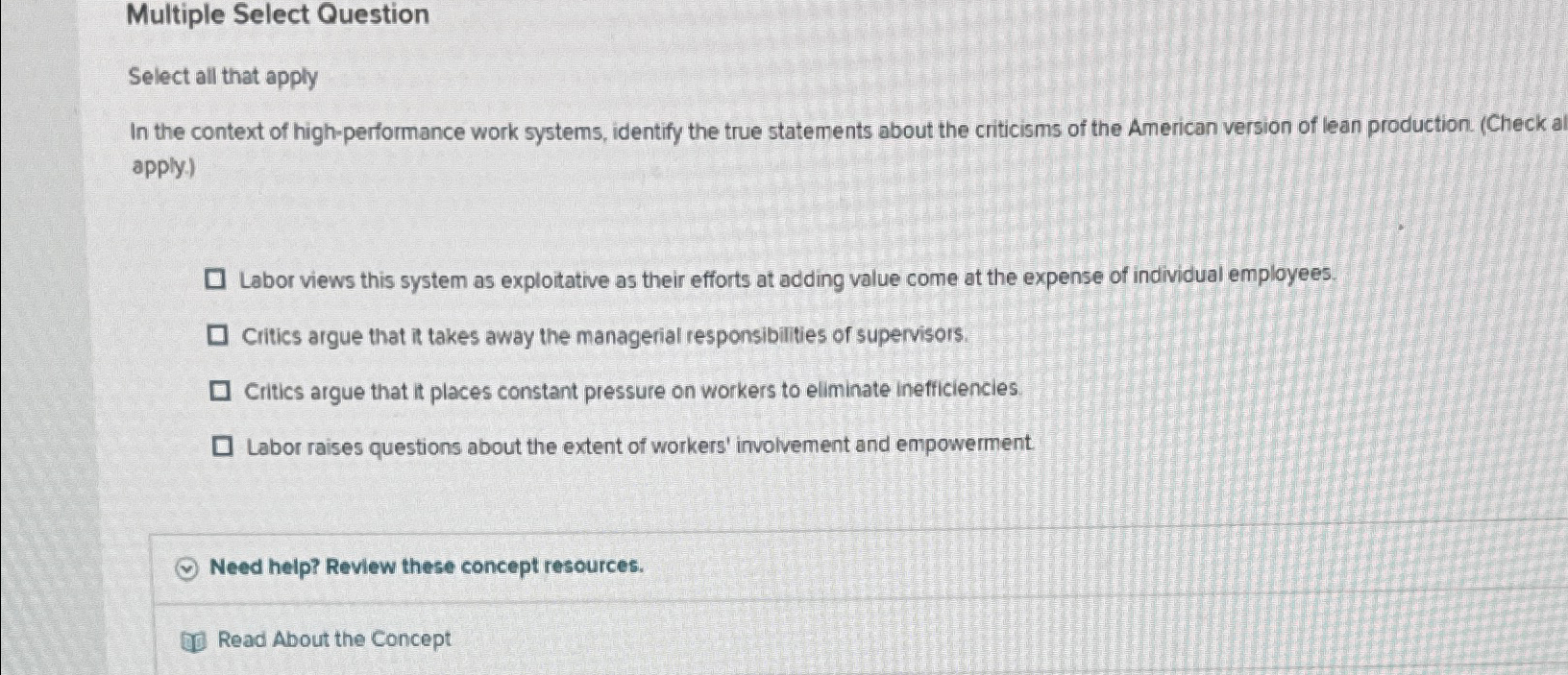  Multiple Select Question Select all that apply In the context of
