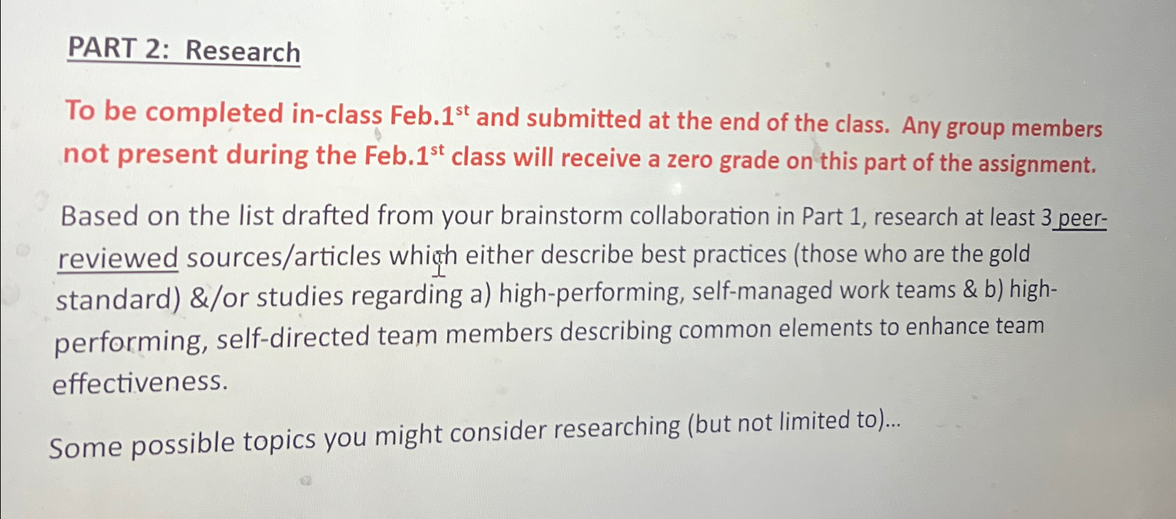  PART 2: Research To be completed in-class Feb. 1st and submitted