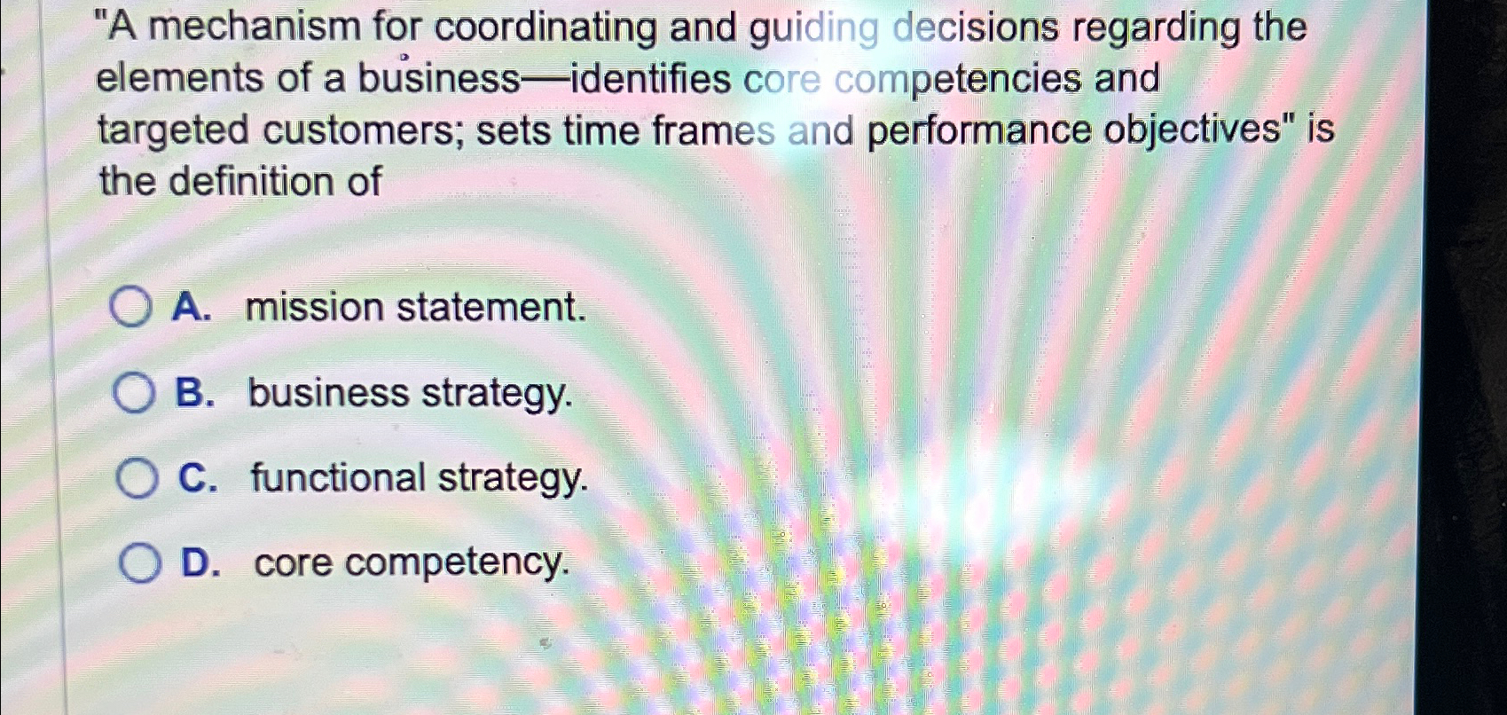  "A mechanism for coordinating and guiding decisions regarding the elements of