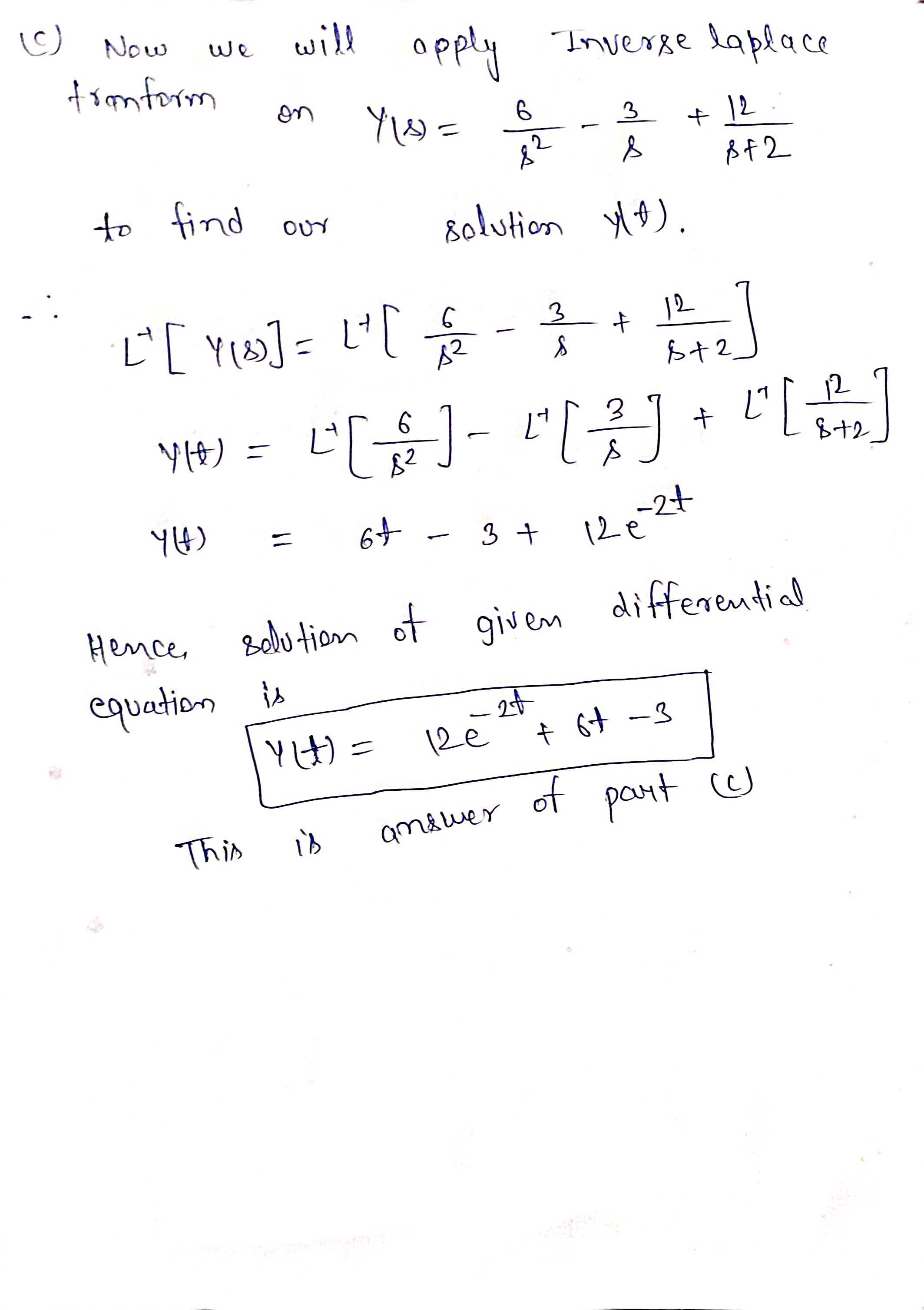 differential equation to create the corresponding algebraic equation. Denote the Laplace transform