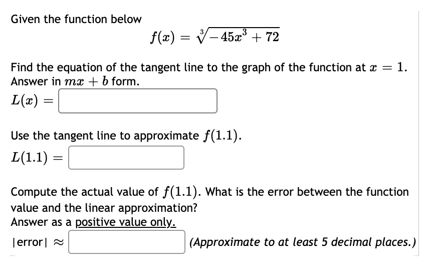 I need help. Given the function below at) = f/ 45:n3 +