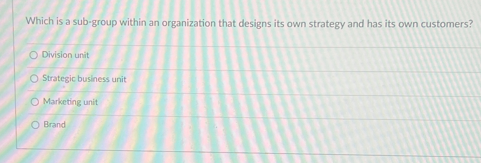  Which is a sub-group within an organization that designs its own