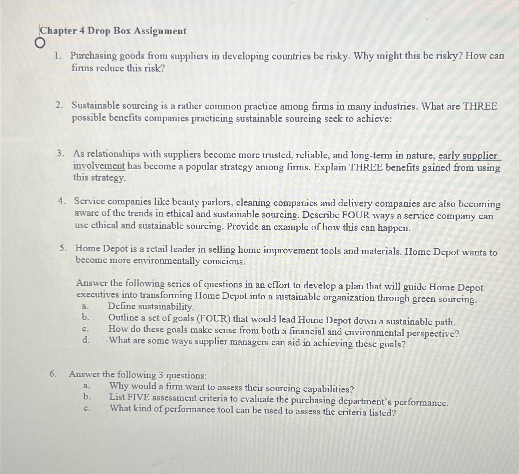  Chapter 4 Drop Box Assignment Purchasing goods from suppliers in developing
