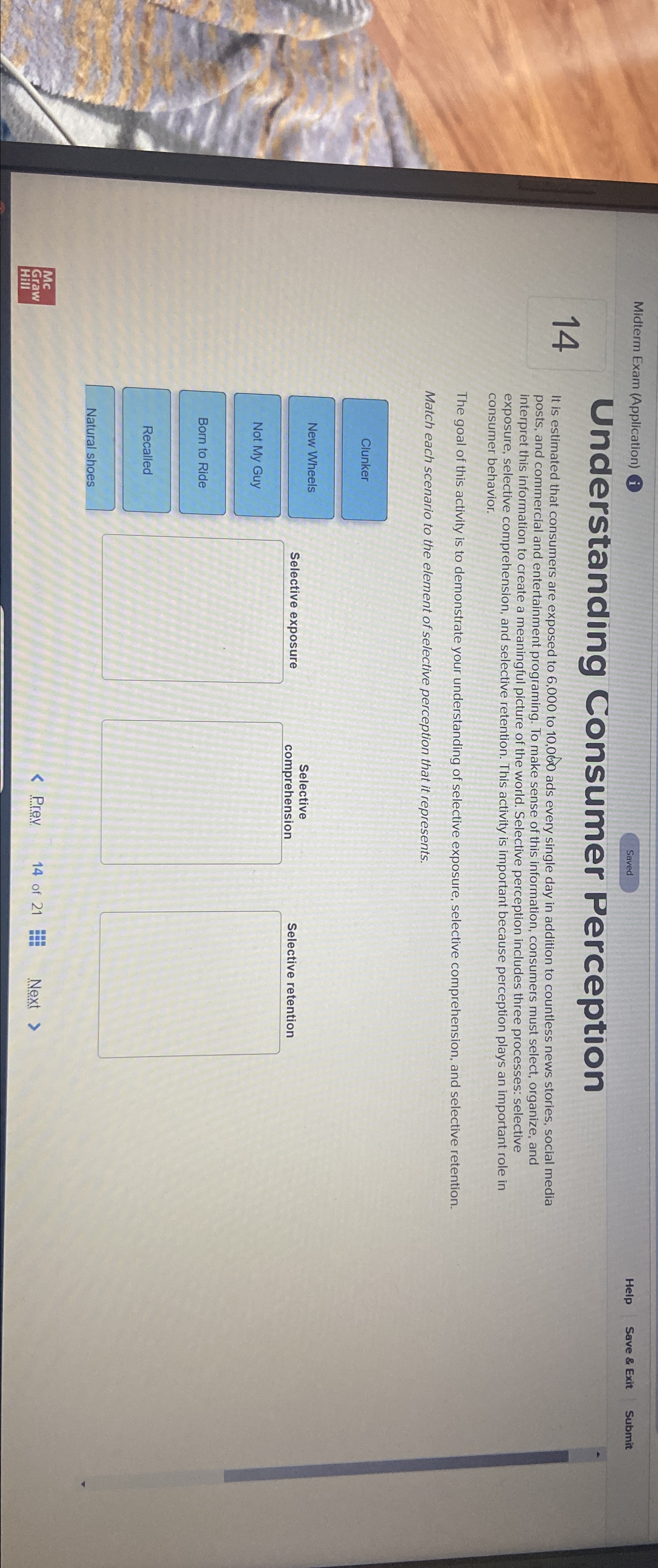  Midterm Exam (Application) Saved Help Save & Exit Submit Understanding Consumer