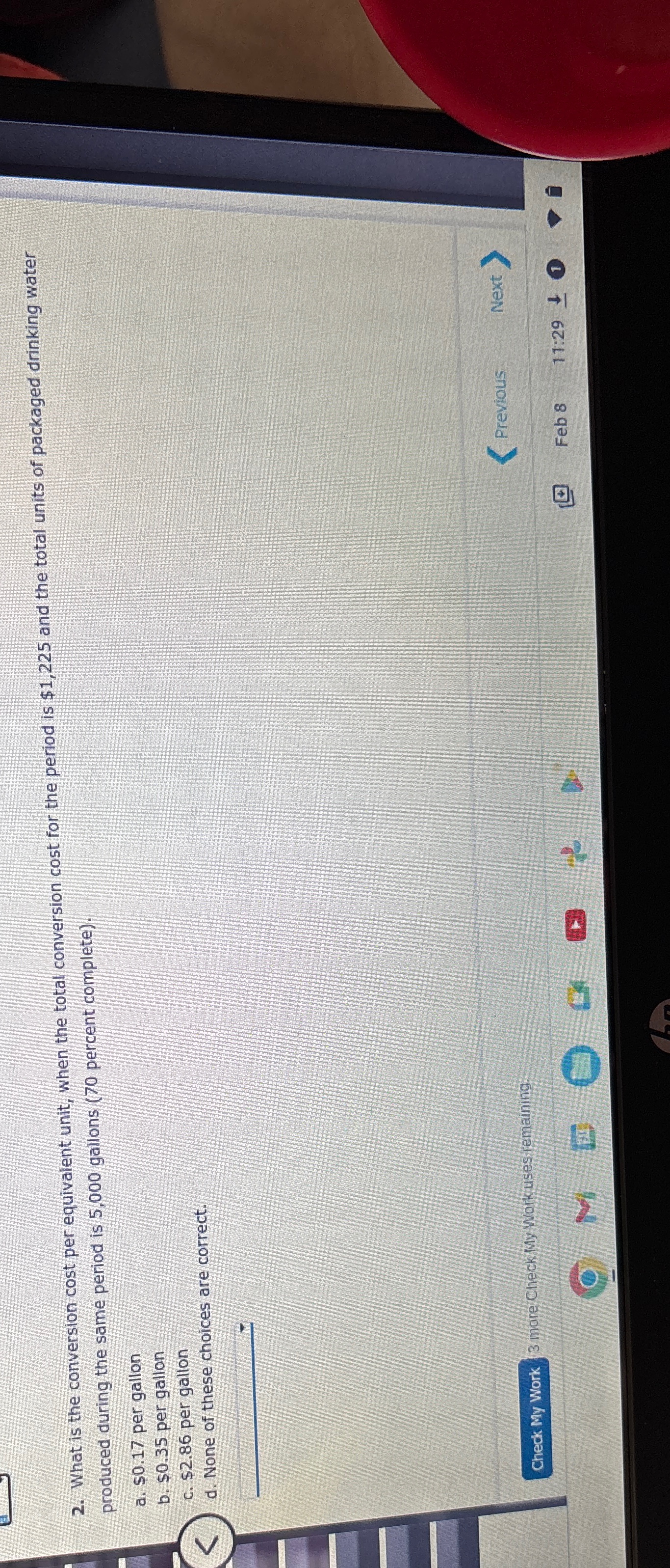  What is the conversion cost per equivalent unit, when the total