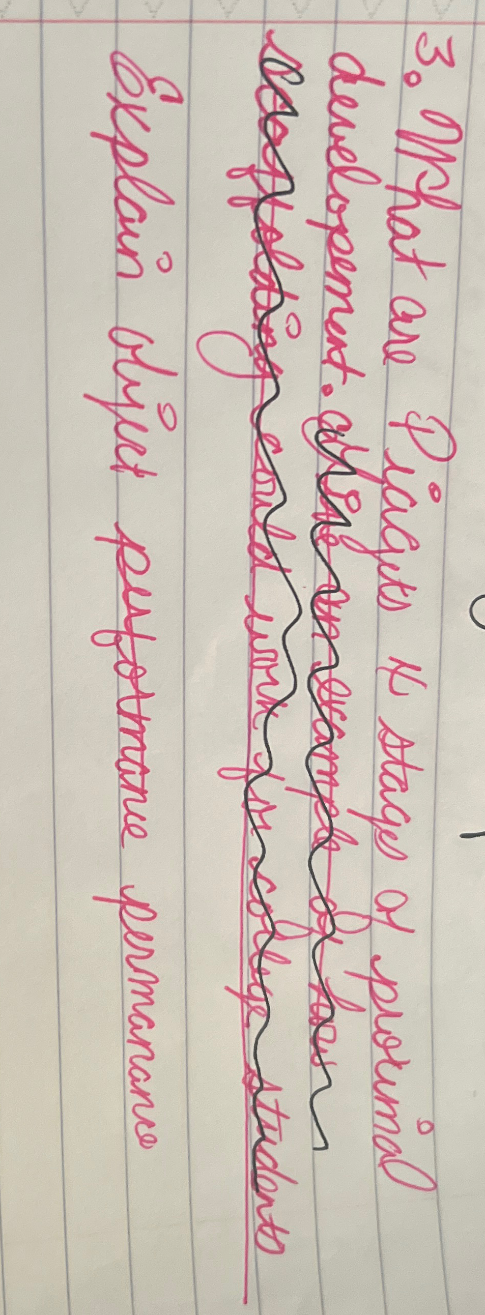  What are Piagets 4 stages of plotimal Explain blijet performance permanance