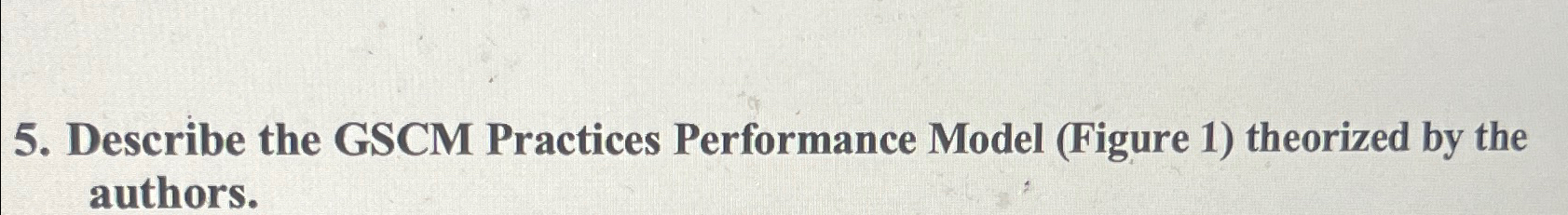  Describe the GSCM Practices Performance Model (Figure 1) theorized by the