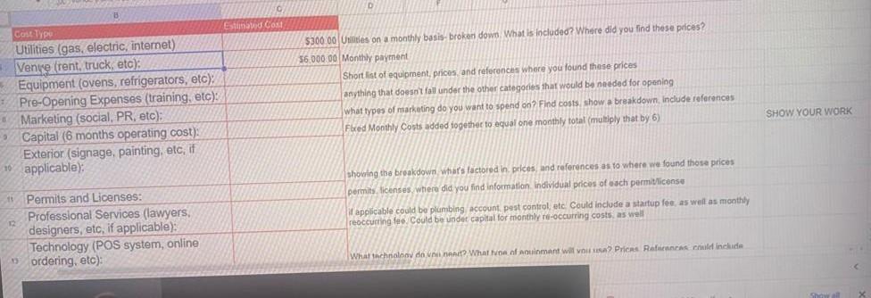 with proper due diligence. For this assignment, you will research startup costs