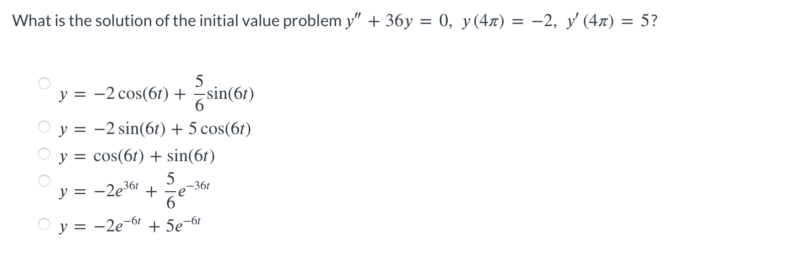  What is the solution of the initial value problem y" +