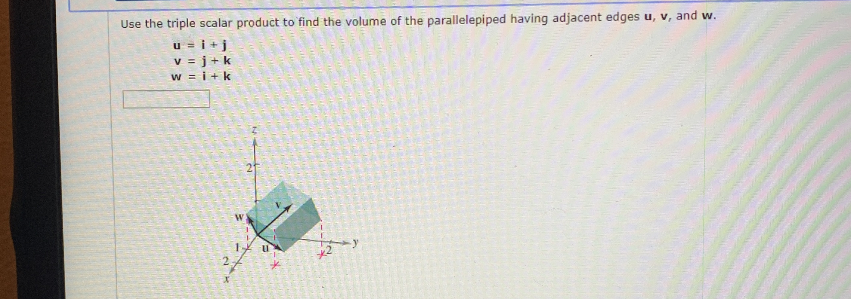 Having trouble with some calculus homework, please help! Use the triple scalar