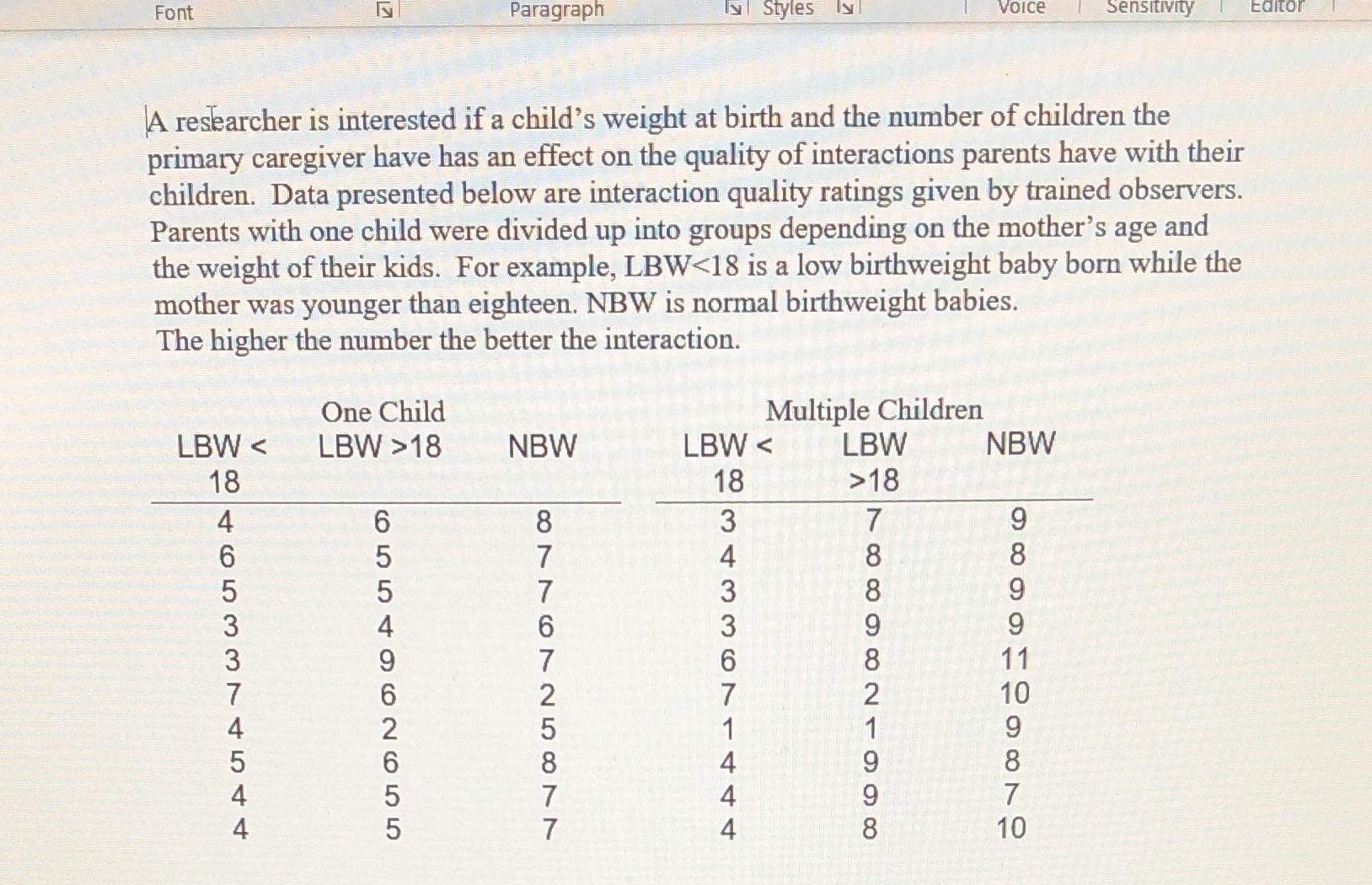 Can someone show me step-by-step how this data should be input into