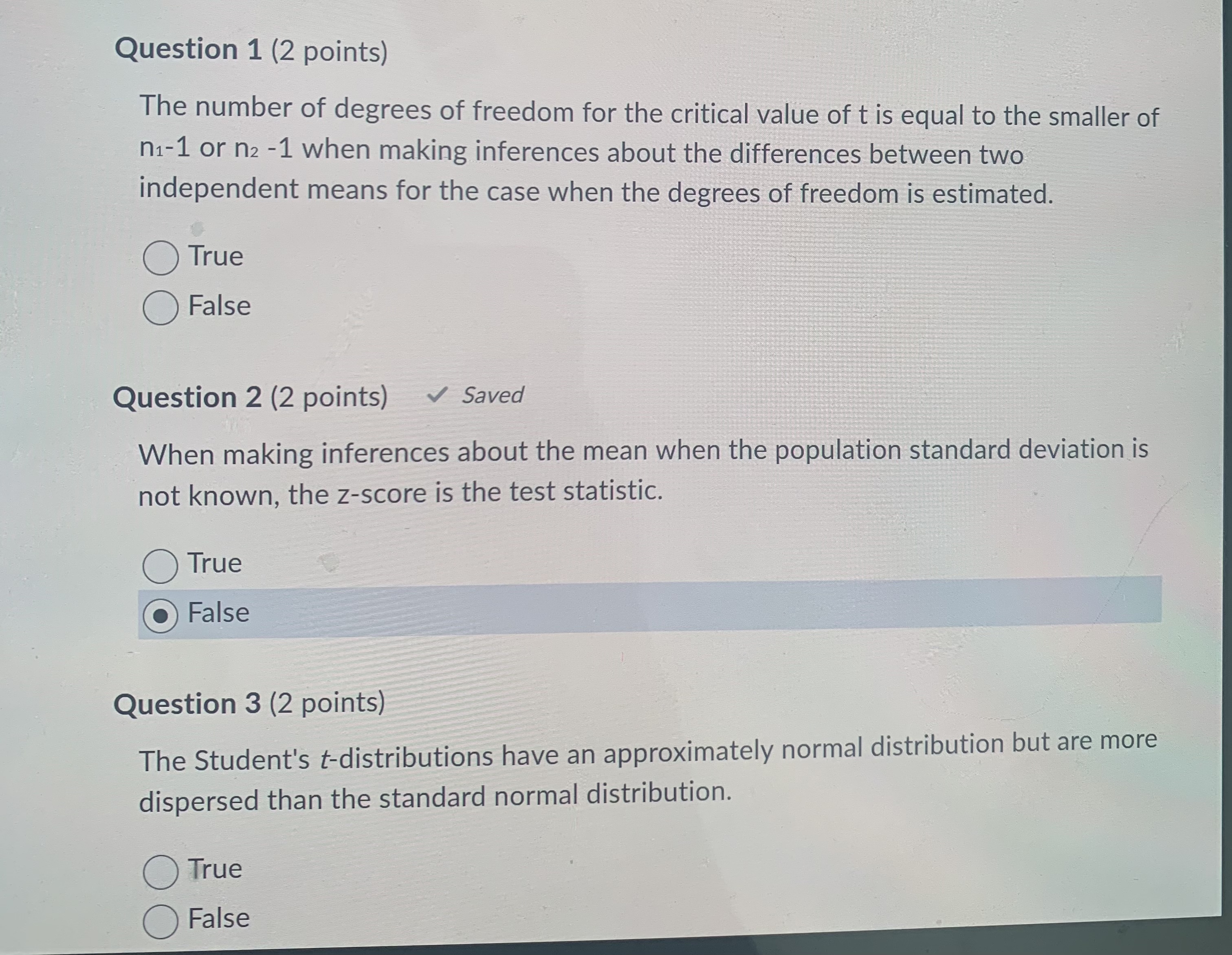 are trueQuestion 13 (4 points) A farmer investigated pesticide contamination at a