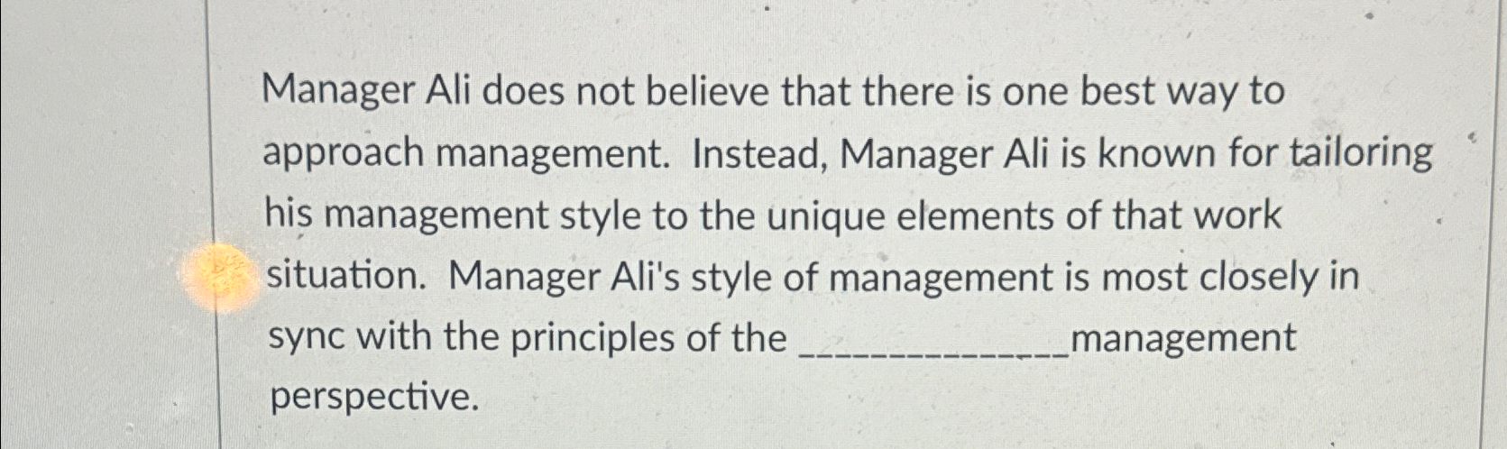  Manager Ali does not believe that there is one best way