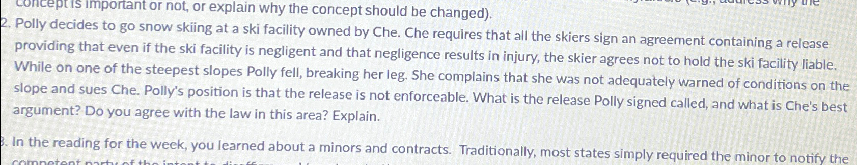  concept should be changed). 2. Polly decides to go snow skiing