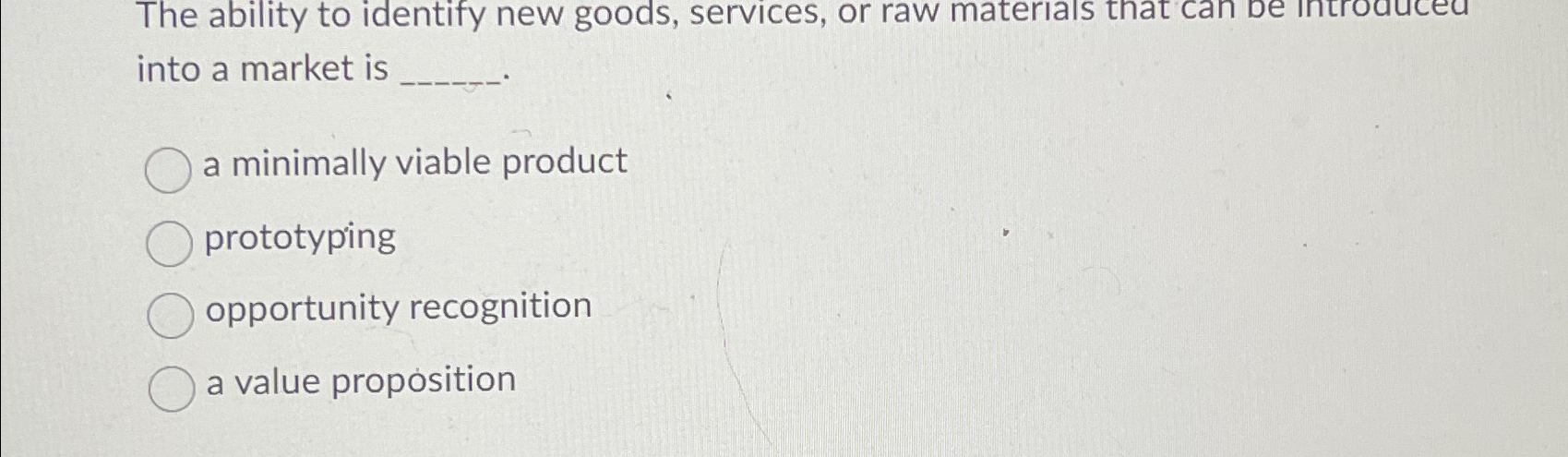  The ability to identify new goods, services, or raw materials that