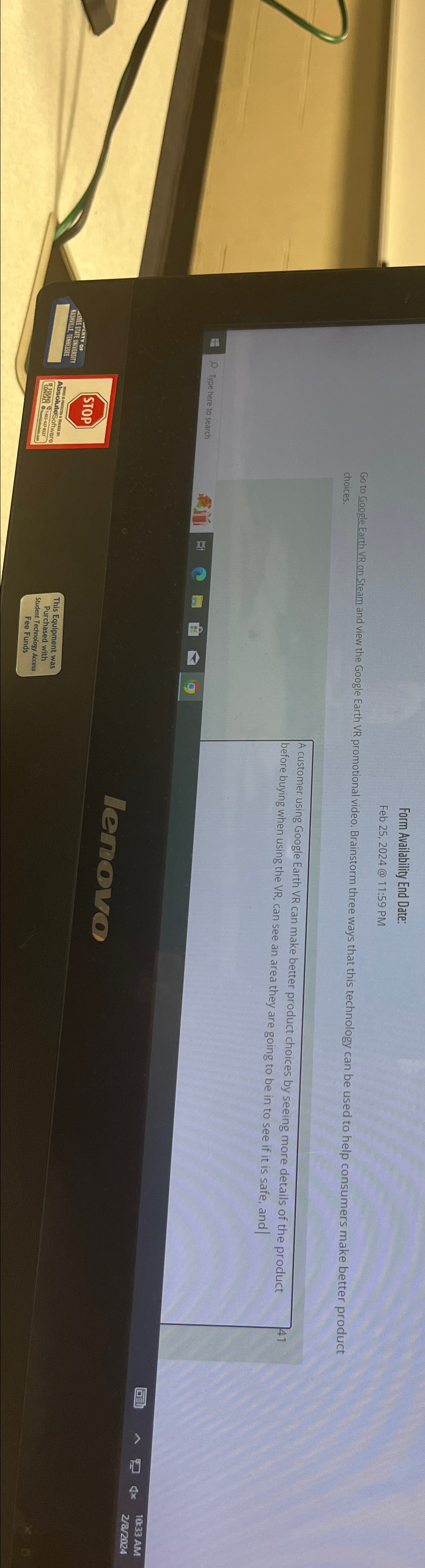  Form Availability End Date: Feb 25,2024@11:59 PM Go to Google Earth