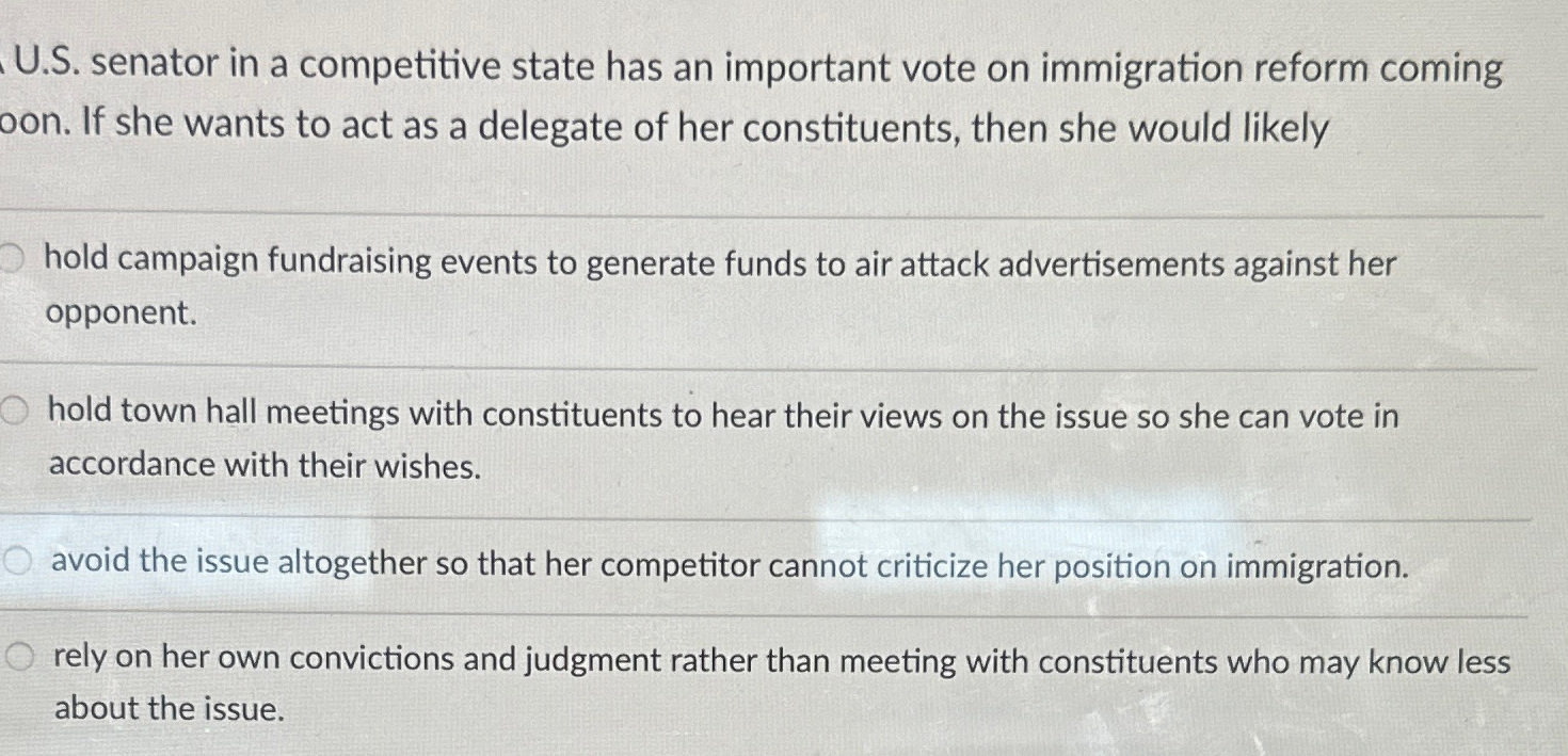  U.S. senator in a competitive state has an important vote on