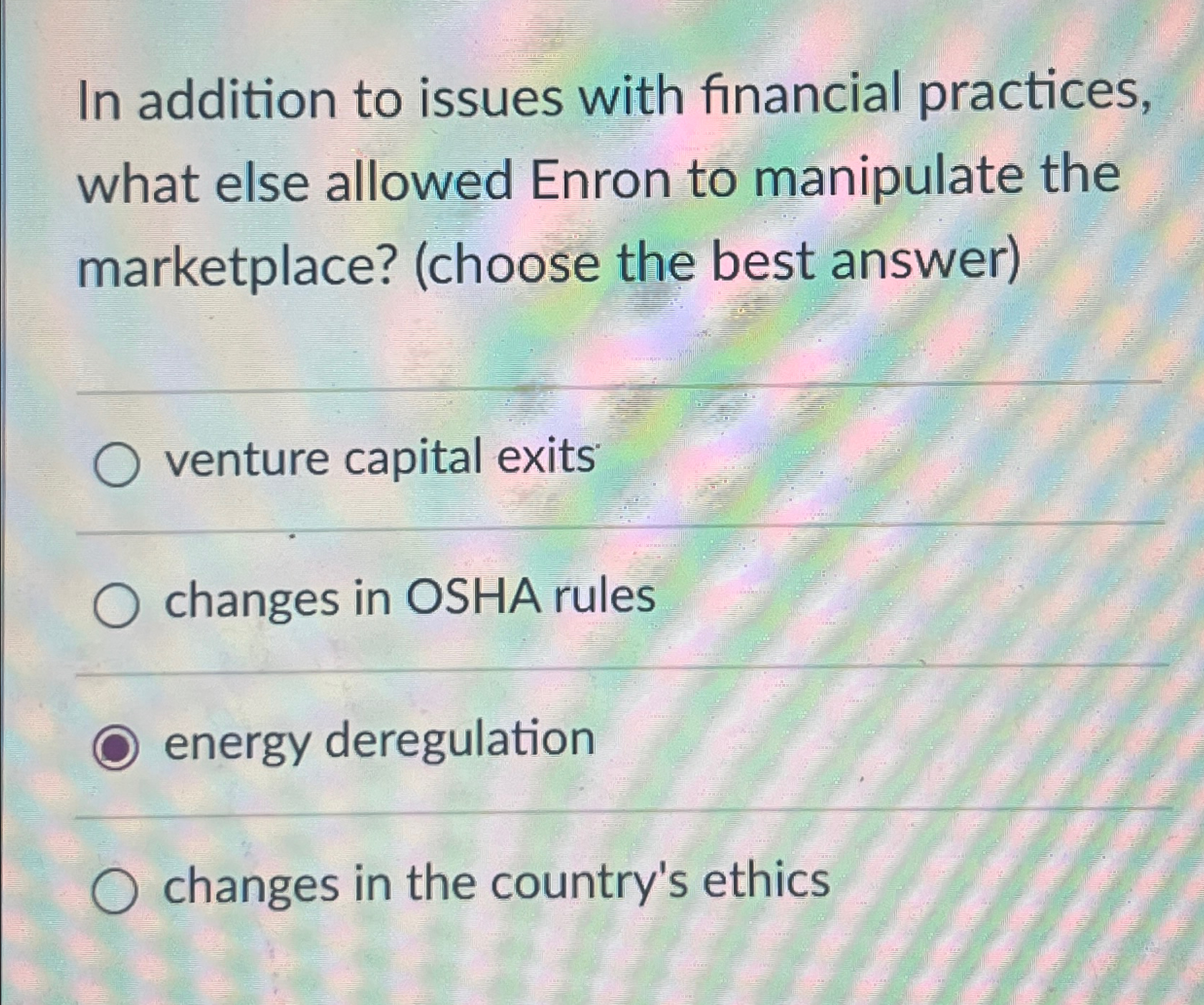  In addition to issues with financial practices, what else allowed Enron