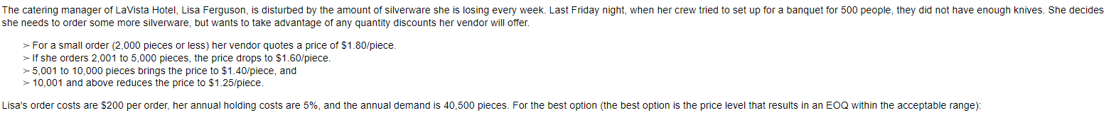 A) What is the optimum ordering quantity? B) What is the annual
