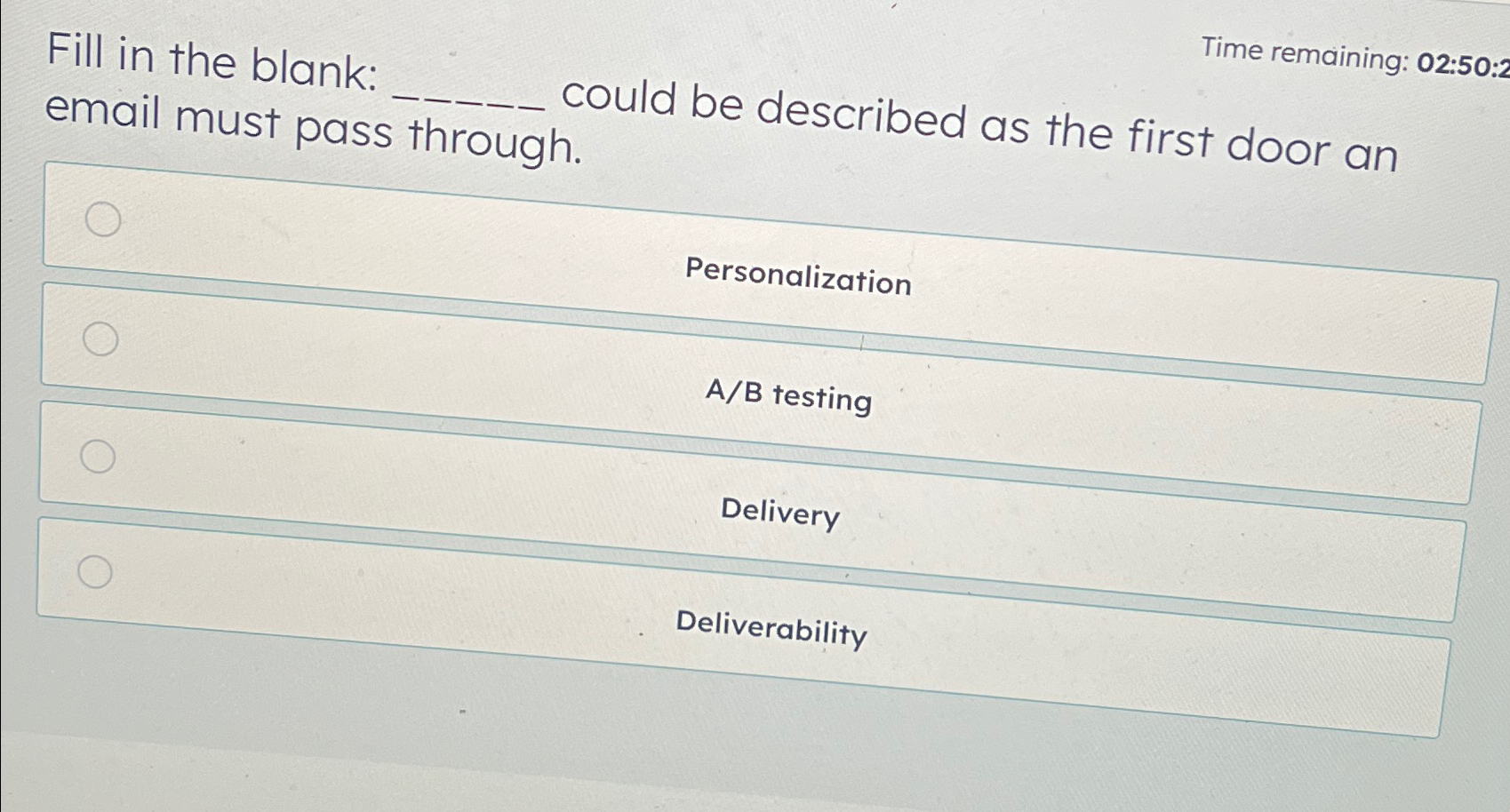  Fill in the blank: Time remaining: 02:50:2 email must pass through