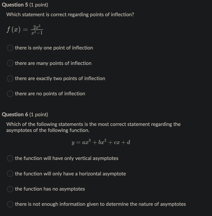  Question 5 (1 point) Which statement is correct regarding points of