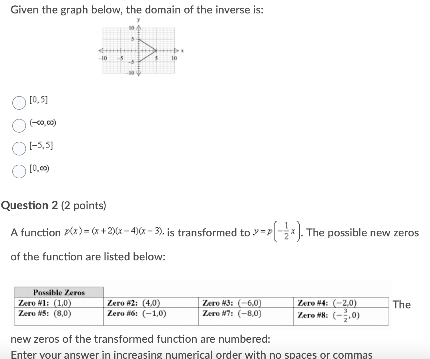 someone pls help me Given the graph below, the domain of the