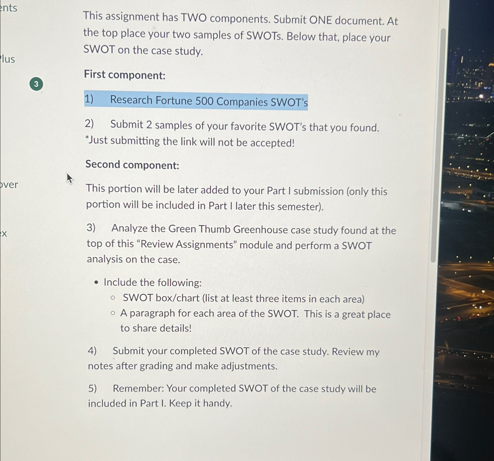  This assignment has TWO components. Submit ONE document. At the top