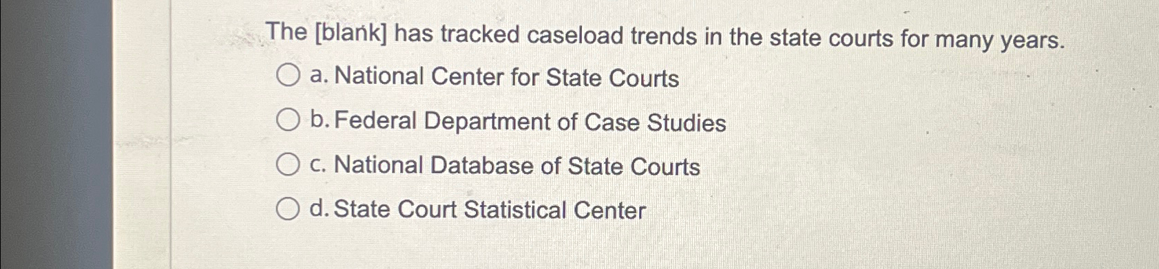  The [blank] has tracked caseload trends in the state courts for