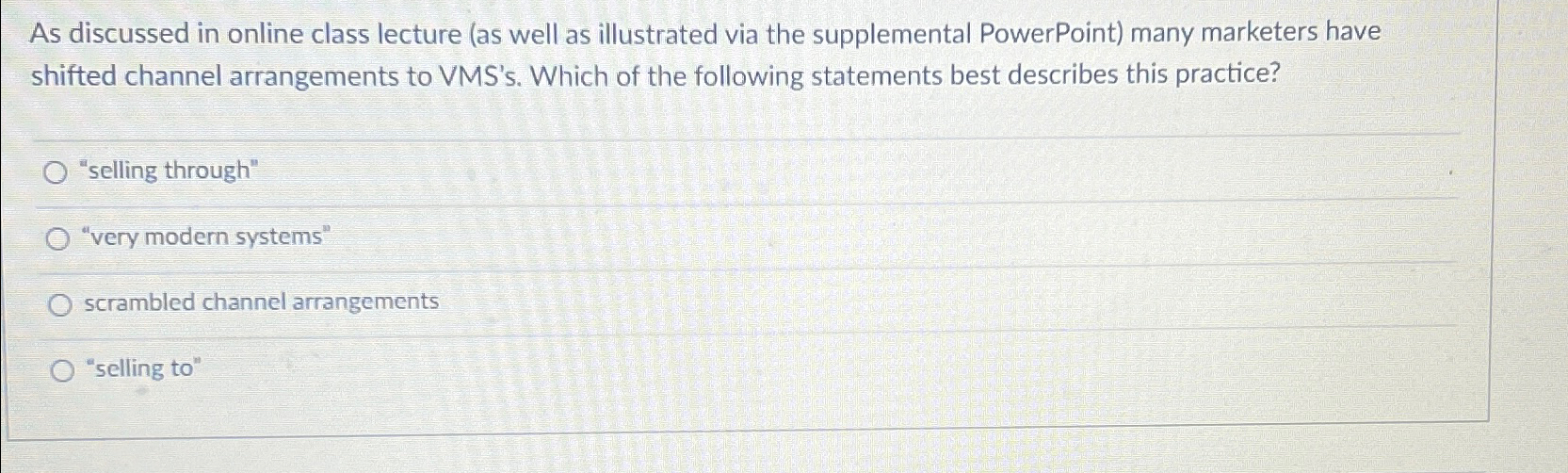  As discussed in online class lecture (as well as illustrated via