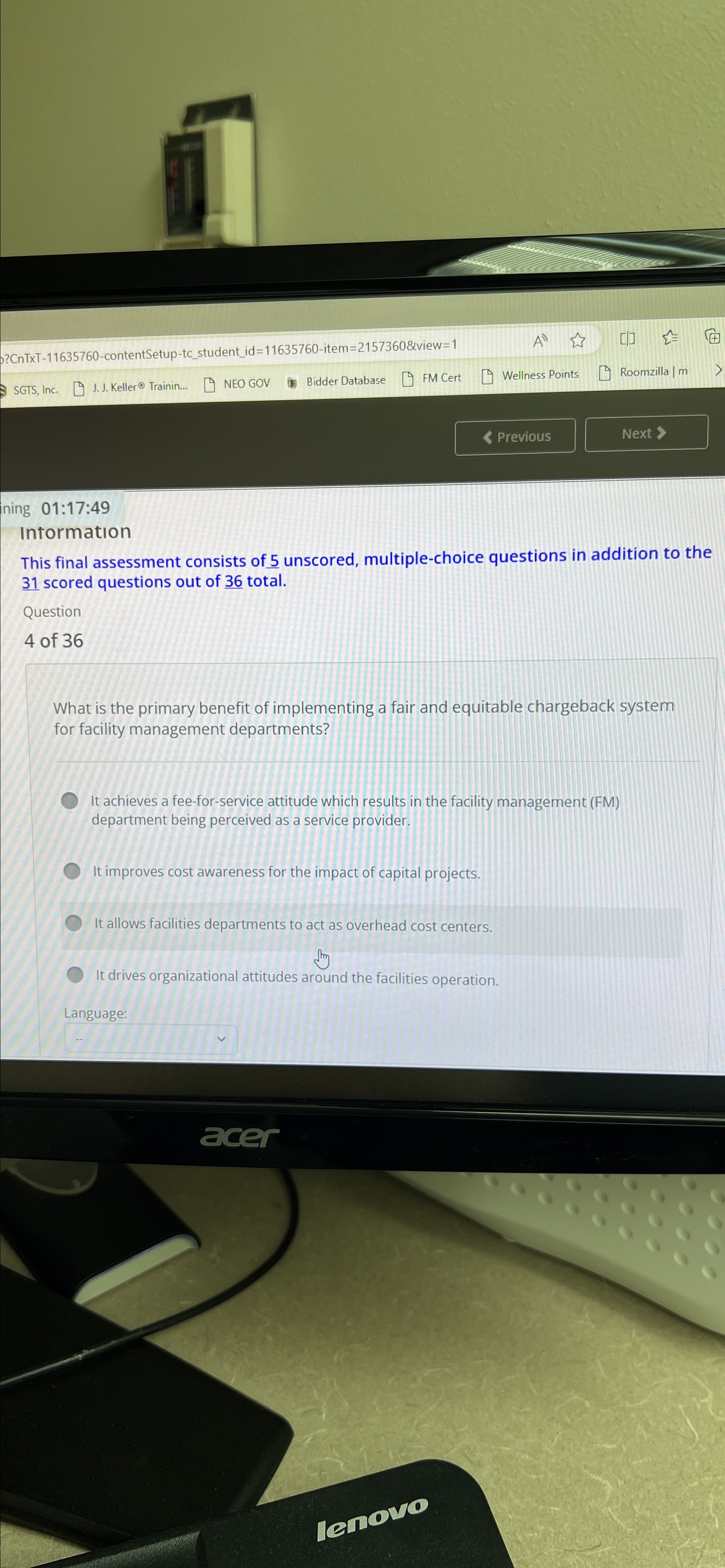  ing 01:17:49 Intormation This final assessment consists of 5 unscored, multiple-choice
