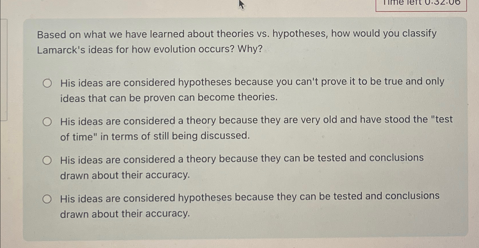  Based on what we have learned about theories vs. hypotheses, how