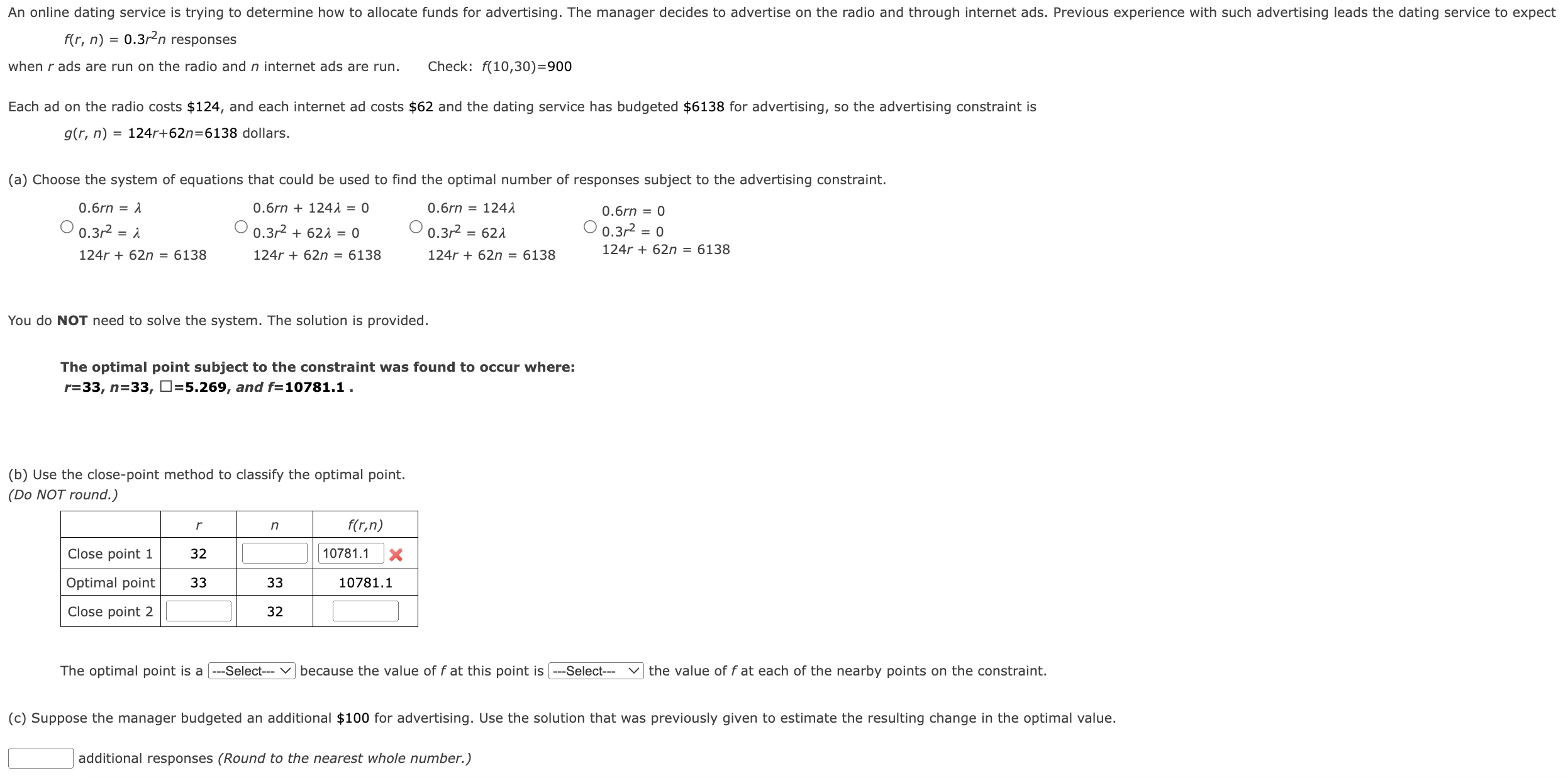  f(r,n)=0.3r2n responses when r ads are run on the radio and