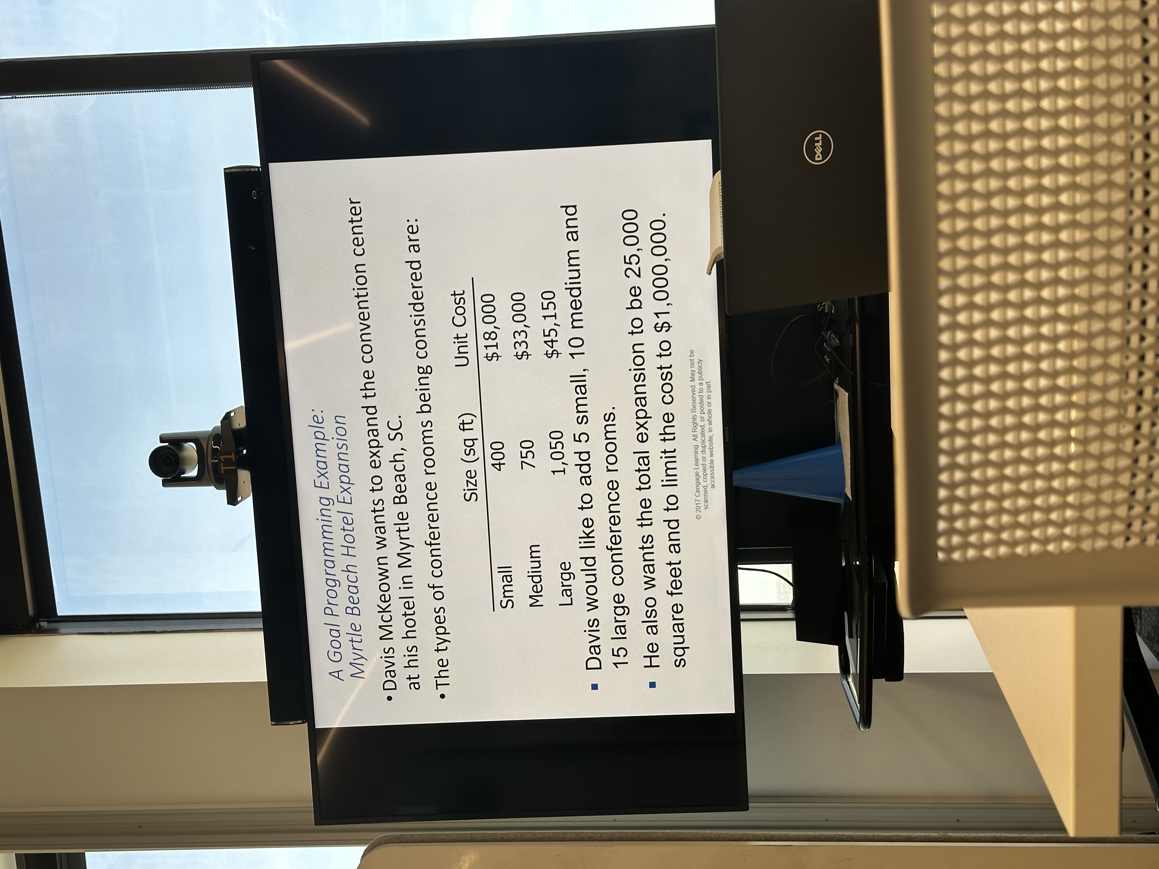  A Goal Programming Example: Myrtle Beach Hotel Expansion Davis McKeown wants