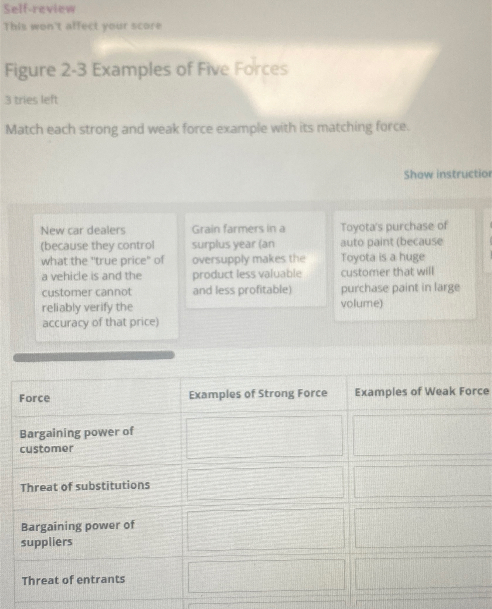  Self-review This won't affect your score Figure 2-3 Examples of Five