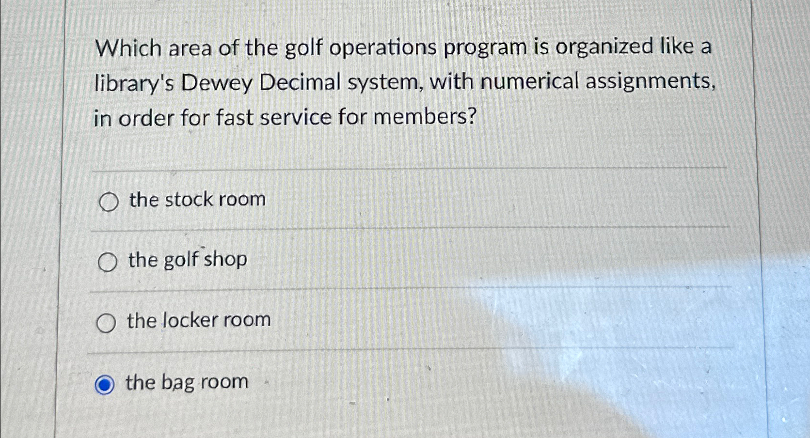  Which area of the golf operations program is organized like a