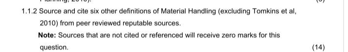 please answer accordingly 1.1.2 Source and cite six other definitions of