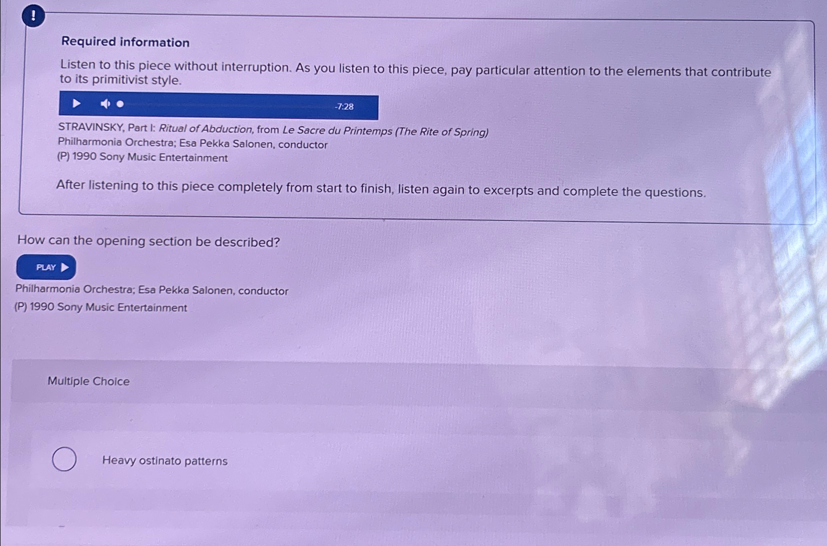  ! Required information Listen to this piece without interruption. As you